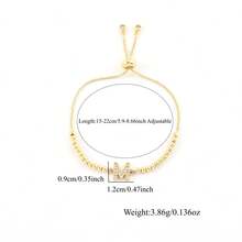 1pc Fashion Adjustable Beaded Letter Bracelet For Women - Yellow Gold - View 2