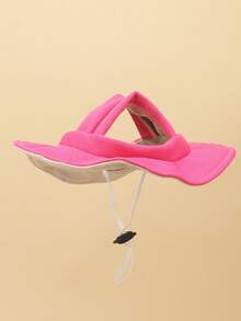 Sombrero de sol de poliéster con decoración de orejas lindas, ajustable anti-caída, protección solar, adecuado para perros pequeños en primavera, otoño e invierno para uso al aire libre - Rosa - Ver 10