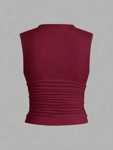 3 piezas Tops sin mangas plisados, tops sin mangas casuales de cuello plano para mujer, gran valor en paquete de 3, para el verano - Multicolor 4 - Ver 6