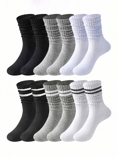 1/6 Đôi tất nữ dáng rộng, màu đen, giá cả phải chăng, phong cách Y2K, dễ thương, thể thao, thú vị, quà tặng