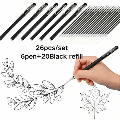 13/26 Piece Set Of 0.5mm Fine Pointed Quick Drying Neutral Pens, Black Ink, Perfect For Office And Daily Writing, Student Stationery Gifts, Creative Stationery Gifts For Back To School Season. Office Signature Pen, Classroom Writing Pen, Wedding Party Signature Pen,Gifts For Students During The Start Of School Season And Teacher Gifts For Teachers