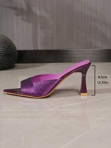 Women's Pointed Toe Woven Strap High Heel Mule Sandals - Purple - View 7