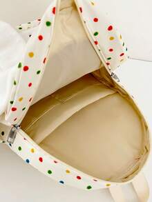 Long Ear Rabbit Polka Dot Backpack, Cute Plush Rabbit Backpack, Student Commuter Bookbag - White - View 7