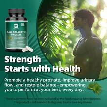 B BEWORTHS Saw Palmetto & Pygeum Supplement For Men - 500mg High Potency Extract - Prostate Support & Urinary Flow - Natural DHT Blocker For Hair Growth & Thicker Hair - Perfect Gift For Him - 120 Capsules - 120抽 - 查看 3