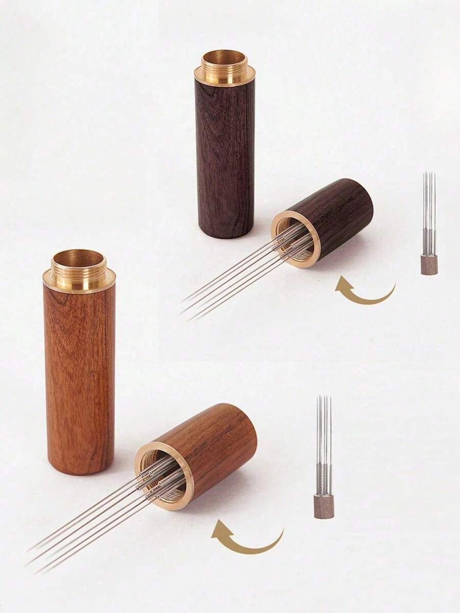 1pc Stainless Steel Needle Coffee Stirrer, Espresso Powder Distributor, WDT Tool For Cafes And Baristas, 6 Needles, Includes 6 Coffee Cloth Powder Needles - Multicolor - View 1