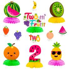 12 piezas de mantel decorativo con centro de panal de papel, decoración de frutas de verano hawaiano como sandía, piña y fresa para fiesta, centro de mesa de fiesta de cumpleaños - Multicolor - Ver 5