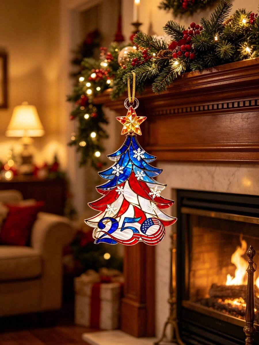1pc 250th Anniversary Of US Independence Acrylic Hanging Ornament, Rearview Mirror Car Christmas Tree Holiday Decor - Multicolor - View 1