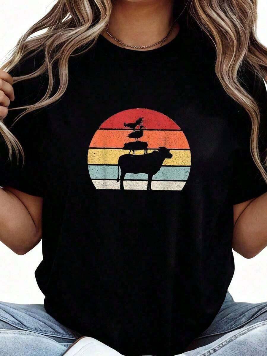Women's Retro Palm Tree Desert California Vintage Summer T-Shirt. Suitable As A Gift. Women's T-Shirt. Elegant Blouses. Boho Chic. Soft, Breathable, And Comfortable Women's Top, Ideal For Spring, Summer, And Fall, Perfect For Vacations, Travel, And Everyday Wear. Suitable As A Gift. Women's T-Shirt. Elegant Blouses. Boho Chic. Soft, Breathable, And Comfortable Women's Top, Ideal For Spring, Summer, And Fall, Perfect For Vacations, Travel, And Everyday Wear. - 黑色 8 - 查看 1