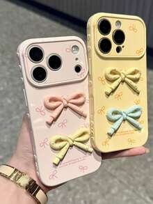 可爱3D蝴蝶结手机壳，适用于 17 Pro Max、16 Max、15 Plus、14、Air、13 Pro、12、11，高品质保护套 - 彩色 - 查看 2