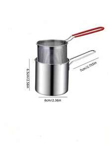1 Set Stainless Steel Mini Deep Fryer With Basket, Suitable For Fries, Chicken, Snacks, Office, Picnic, Multifunctional Small Pot For Small Spaces, Japanese-Style Fish & Fries Kitchen Accessory, Durable And Easy To Clean, Ideal For Home Cooking And Frying Enthusiasts, Stylish Fried Chicken Pot - A - View 9