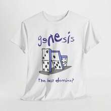 Genesis Last Domino T-Shirt Vintage Retro Band T1EE.JPG 100% Cotton Unisex T-Shirt - Premium Casual Comfortable Fit - 白色 - 查看 1