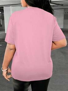 Nueva camiseta casual de mujer con cuello redondo y estampado de leopardo - Rosa - Ver 2