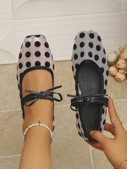 2026 New Arrival Plus Size 35-43 Friendly Feet One-Strap Mary Jane Shoes, Black Bow Tie, Summer, French Retro Elegant Breathable Mesh Shoes, Comfortable Slip-On Suitable For Dresses, Pregnant Women And Moms, Black