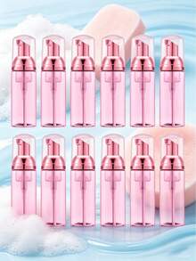 1/3/12 pièces Bouteilles Distributrices de Savon Mousse 60ml/2oz, Bouteilles Distributrices de Savon en Plastique Transparent, Bouteilles Pompe Rechargeables Mini, Convient pour le Lavage du Visage, le Soin des Cils, le Shampooing, les Soins de la Peau (Rose) - Voir 1