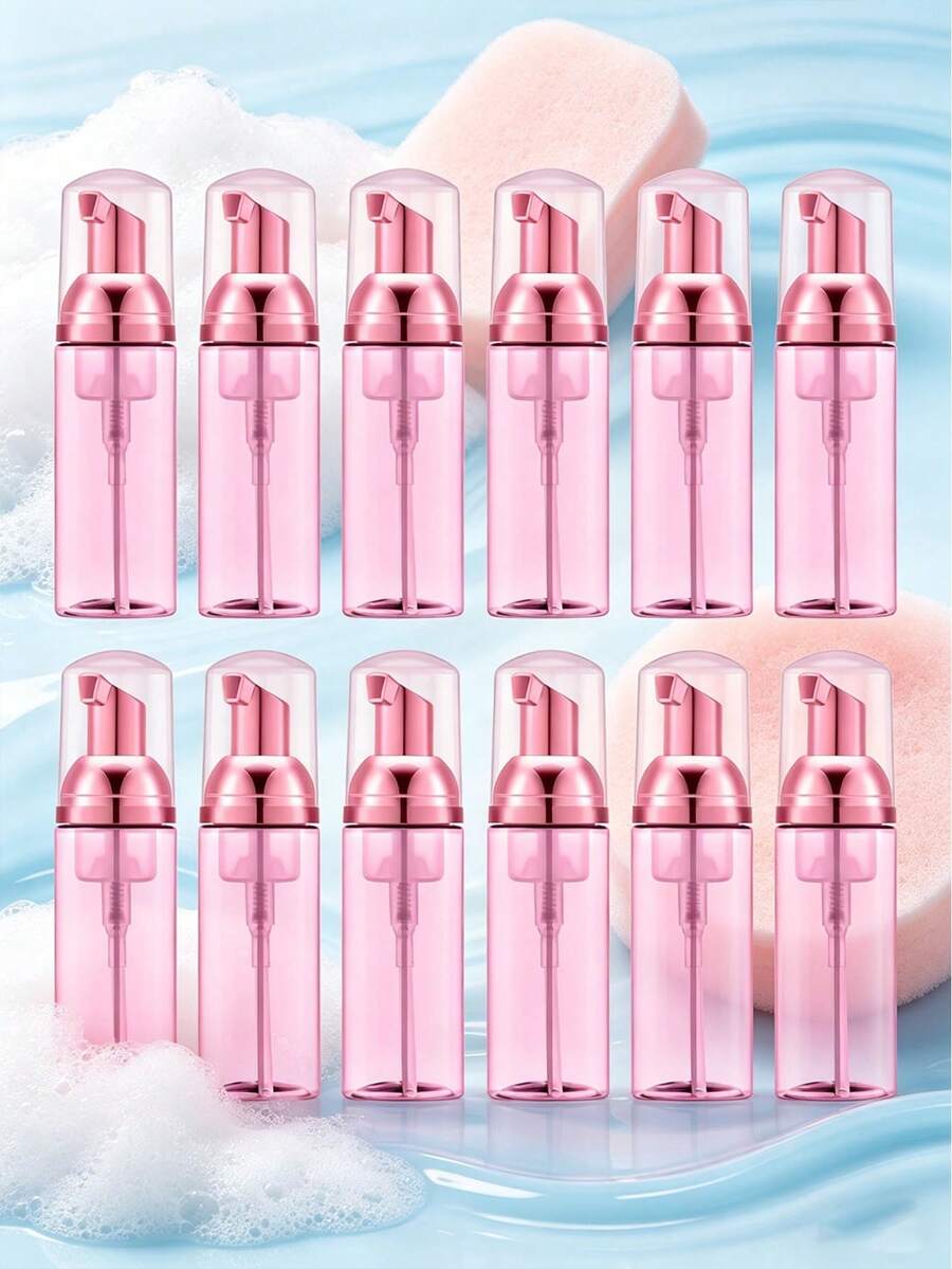 1/3/12 pièces Bouteilles Distributrices de Savon Mousse 60ml/2oz, Bouteilles Distributrices de Savon en Plastique Transparent, Bouteilles Pompe Rechargeables Mini, Convient pour le Lavage du Visage, le Soin des Cils, le Shampooing, les Soins de la Peau (Rose) - Voir 1
