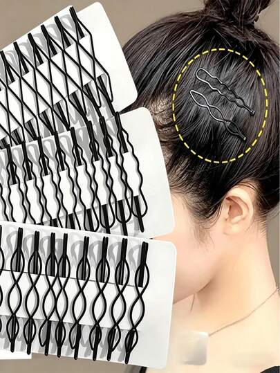 12/6Pcs Pasadores de Cabello de Metal Negro Mate, 6 Estilos Antideslizantes, Ligeros Sin Decoloración Sin Daños, Sujeta Todo Tipo de Cabello Flequillos Cabellos Sueltos, Regalo Para Mujeres&Niñas