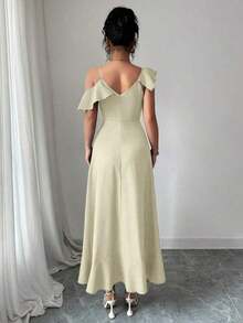 YHHElenzga Vestido elegante de verano con efecto de mezclilla, con volantes asimétricosYHH - Albaricoque - Ver 2