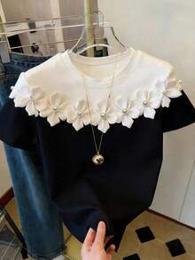 Camiseta casual con estampado de flores y abejas, verano - Multicolor 3 - Ver 3