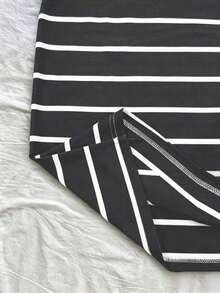 Vestido mini casual de mujer a rayas, de verano - Negro - Ver 5