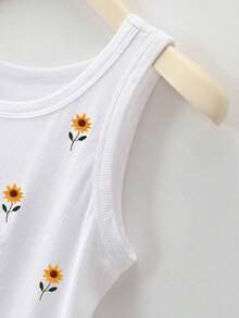 4 piezas Camiseta de mujer con cuello redondo bordada con pimiento picante y limón - Blanco 2 - Ver 5