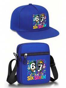 1pc/2pcs Hip Hop Cartoon Funny Music Note & "67" Graphic Print Baseball Cap And Crossbody Bag Set, Street Style Fashion Outdoor Sports Adjustable Flat Brim Cap And Shoulder Bag, Gift For Friends And Anniversary - Multicolor - View 16