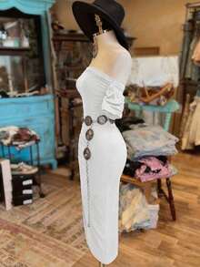 Vestido bandeau de unicolor de moda para mujer - Blanco - Ver 5
