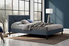 Dmora Hemera - Letto Piazza e Mezza, 129x204 cm blu, Imbottito - Blu - Visualizzare 9