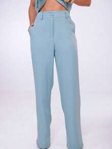 Wide-Leg Pants By Alntaria Risco Calca111114 - Dusty Blue - View 2