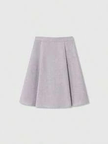 Luminelle Falda de cuero PU con cintura acampanada y ajustable para mujer, otoño - Gris 2 - Ver 2