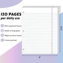 Loose Leaf Paper Wide Ruled Notebook Paper, 8" X 10.5" Lined Filler Paper For 3-Ring Binders, 3-Hole Punched Writing Paper-120 Sheets, White - 顏色B - 查看 2