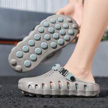 Sandalias de hombre con bloques de color, sandalias transpirables de EVA con correas ajustables, cómodas de llevar, adecuadas para actividades casuales al aire libre en primavera, verano y otoño - gris azul - Ver 5