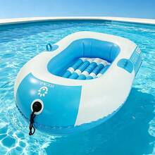 Blue & White Single-Person Inflatable Boat, Thick PVC Fishing Boat, Kayak For Water Games, Beach, Lake, Pool, Seashore - Blue and White Boat - View 1