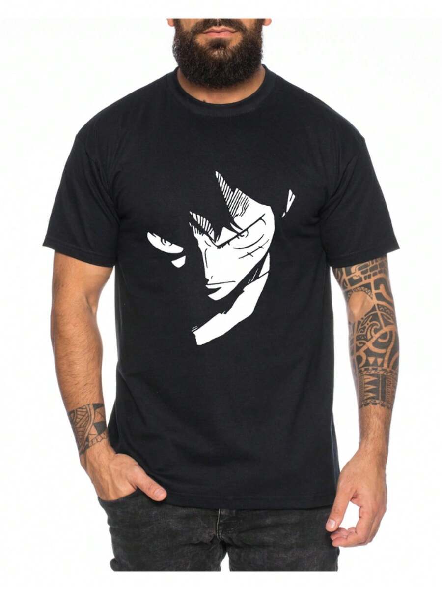 - Ruffy Men's T-Shirt, Manga Style, Loose And Comfortable. - Back - View 1