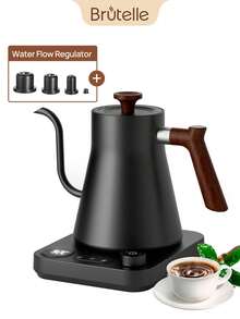 Brutelle 1200W Fast Heating Temperature Sensing Electric Kettle, 900ml Stainless Steel Body, Auto Shut-Off & Keep Warm Function, Suitable For Home Kitchen And Coffee Corner, White - UK Plug(220-240V) - View 2