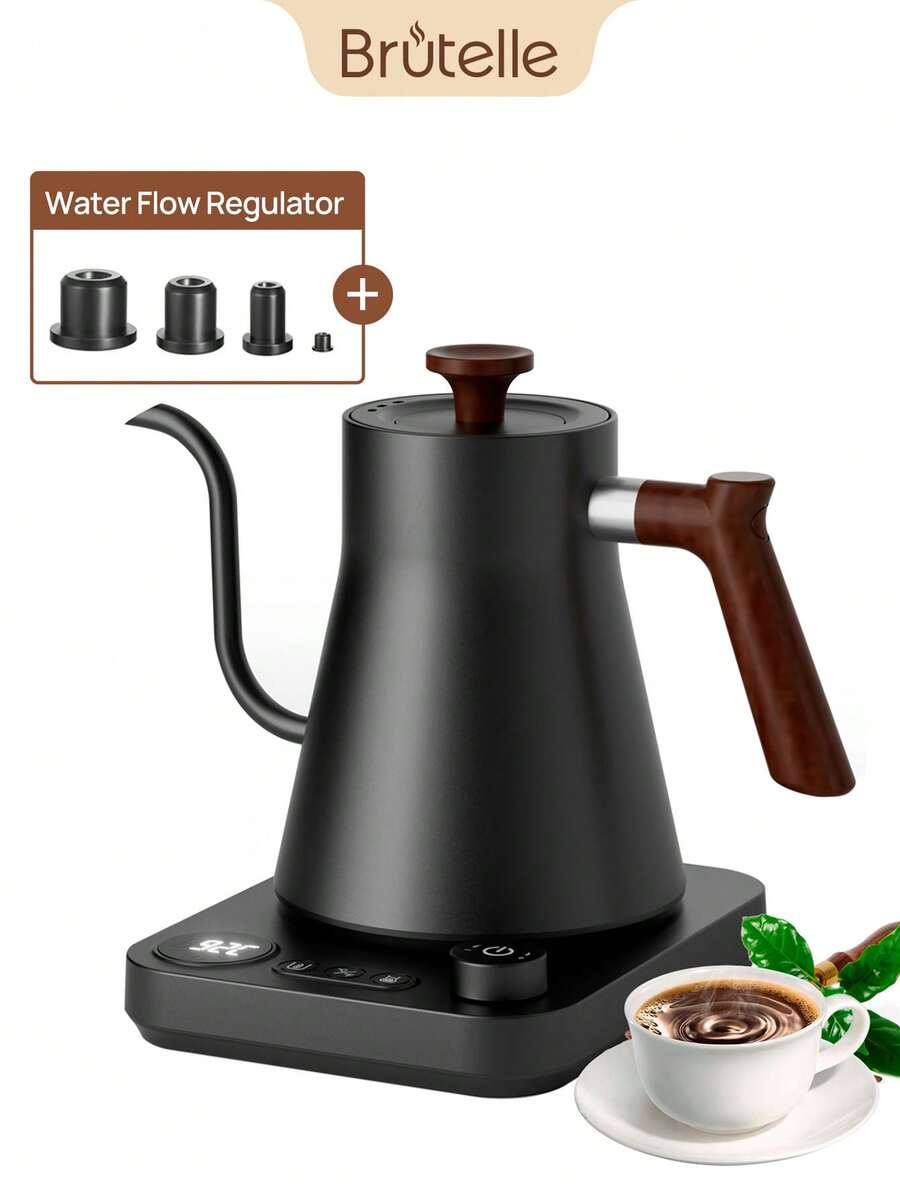 Brutelle 1200W Fast Heating Temperature Sensing Electric Kettle, 900ml Stainless Steel Body, Auto Shut-Off & Keep Warm Function, Suitable For Home Kitchen And Coffee Corner, White