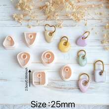 6pcs Geometric Shaped Soft Clay Jewelry Making Molds, Minimalist Design Suitable For Handmade Jewelry, Brooches And Pendants - High Precision Cutting Tools To Create Unique Accessories, Clay Earring Making Molds For Earring Craft Production - Apricot - View 7