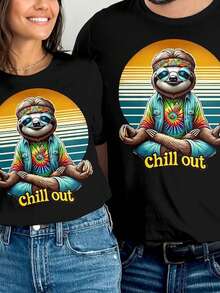 Chill Out other T1S1Hirt, Hippie Peaceful B1Oho Gift, Meditating Animal Graphic T1EE, UniS1ex Adultot1t1hing - Negro - Ver 2