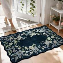 1 pieza Alfombra de baño de microfibra con diseño de estampado floral, antideslizante y súper suave, felpudo vintage, alfombra absorbente de agua para el baño, lavable a máquina, de pelo corto, con respaldo de TPR, tejido de punto, para baño, dormitorio, cocina, entrada, uso interior y exterior, accesorios y decoración de baño, regalo perfecto para un nuevo hogar. - A - Ver 2