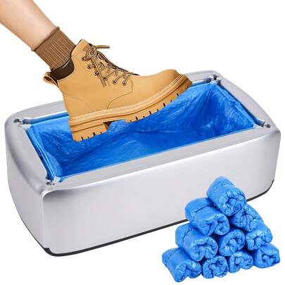 Macchina automatica migliorata per la produzione e la distribuzione di copriscarpe, dotata di 100 copriscarpe monouso in plastica, ideale per uffici, fabbriche e abitazioni.