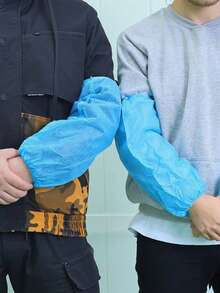 100pcs Non-Woven Disposable Sleeve Covers, One-Time Use Work Sleeve Protectors, Labor Protection Anti-Dust Sleeve Covers, Household Cleaning Protective Sleeves, Suitable For Machine Maintenance And Cleaning, Household Cleaning, Multi-Purpose Hand Protection, Household Essential - Blue - View 10