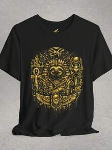 Pharaoh otro T1S1Hirt, jeroglífico egipcio WildL1L1ife Grfico T1EE, Dark Animal Art, otro Rega1lo de Amantes. - Negro - Ver 2