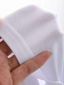 Camiseta básica de mujer de manga corta y ajuste holgado de unicolor con cuello redondo para el verano - Blanco - Ver 4