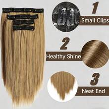 4-Piece Pack Of 14-Inch Synthetic Hair Extensions, Soft And Natural Straight Synthetic Hair Extensions, Suitable For Women - Black, Halloween - Multicolor - View 8