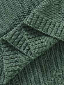 Rhombus Heart Knitted Baby Blanket, 100% Cotton All Season, Newborn Swaddle Stroller Cover Quilt, Infant Nursery Supplies - Dark Green - View 6