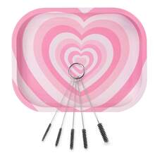 18*14cm Metal Rolling Tray + Cleaning Brush Set. Suitable For Storing Various Items, Smoking Accessories. Metal Material With Interesting Patterns, Easy To Carry. Includes A Multi-Functional Cleaning Brush For Convenient Cleaning And Maintenance. Household Tool, Party Supplies. - Multicolor - View 7