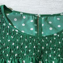 Women's Polka Dot Ruffle Double Layer Sleeve Casual Blouse - Burdeos - Ver 6