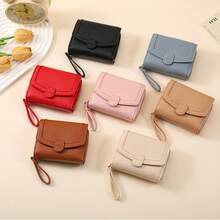 Porte-monnaie court pour femme à 3 volets avec fermeture éclair (pochette) Portefeuille pliable grande capacité - blanc cassé - Voir 3