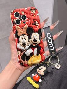 This Disney Mickey Mouse Lanyard Phone Case Is Fully Covered In TPU Material. It's Shockproof, Lightweight, And Compatible With IPhone17/16/11/13/15/15 Plus/15 Pro/15 Pro Max/12/14 Pro Max/11 Pro Max/12 Pro/12 Pro Max/13. This Phone Case Makes A Popular Birthday Gift Or Business Gift; It's Durable, Stain- And Fingerprint Resistant, And Suitable For Both Men And Women. The Set Also Includes A Mickey Mouse Phone Case And A Mickey Mouse Plush Bracelet. It's A Perfect Gift For Friends And Family. This Stylish Phone Case Is Fun, Lightweight, And Durable. IPhone17 Pro Max Phone Case, Minnie Mouse Phone Case. - 白色 - 查看 3