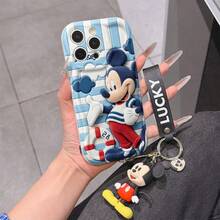 This Disney Mickey Mouse Lanyard Phone Case Is Fully Covered In TPU Material. It's Shockproof, Lightweight, And Compatible With IPhone17/16/11/13/15/15 Plus/15 Pro/15 Pro Max/12/14 Pro Max/11 Pro Max/12 Pro/12 Pro Max/13. This Phone Case Makes A Popular Birthday Gift Or Business Gift; It's Durable, Stain- And Fingerprint Resistant, And Suitable For Both Men And Women. The Set Also Includes A Mickey Mouse Phone Case And A Mickey Mouse Plush Bracelet. It's A Perfect Gift For Friends And Family. This Stylish Phone Case Is Fun, Lightweight, And Durable. IPhone17 Pro Max Phone Case, Minnie Mouse Phone Case. - 白色 - 查看 6