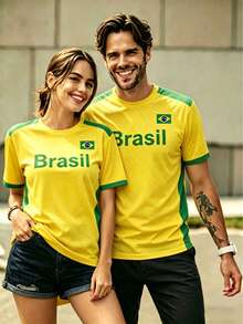 Camiseta de Fútbol Estilo Brasileño para Hombre, Cuello Redondo, Cómoda y Transpirable, Ideal para Partidos de Fútbol, Entrenamientos y Uso Diario Casual - Negro - Ver 3